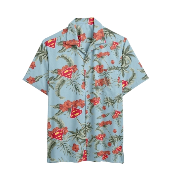 NWT Superman Tropical Print Men's Shirt Med - Picture 1 of 15